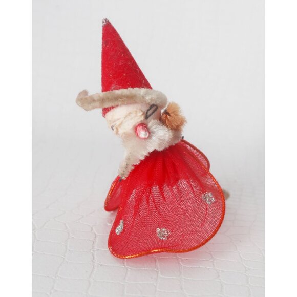 4 Vintage Christmas Decorations Angel Santa Cotton Spun Chenille Japan - Picture 6 of 7